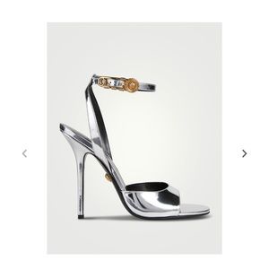 Versace Safety Pin Metallic Leather Sandals